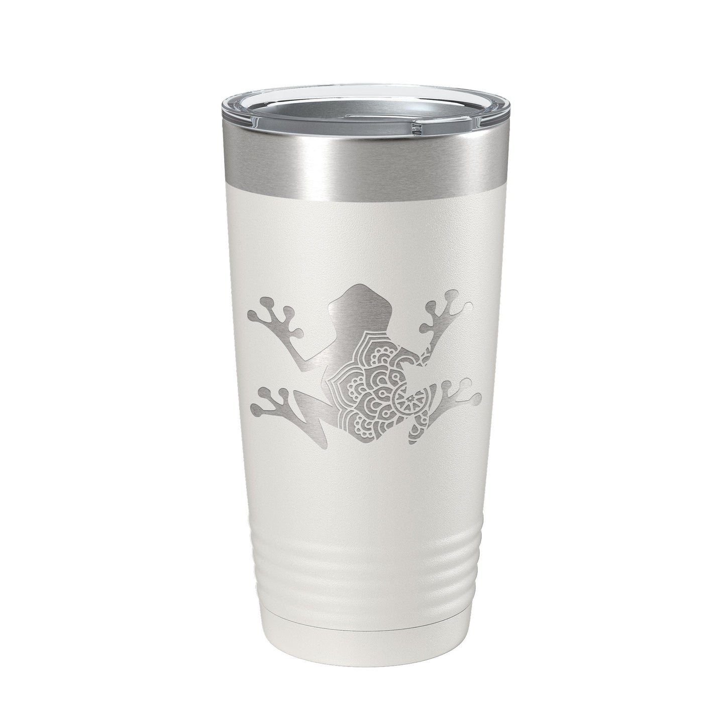 Frog Mandala Tumbler Travel Mug Insulated Laser Engraved Coffee Cup Frog Zentangle Pattern Design Gift 20 oz