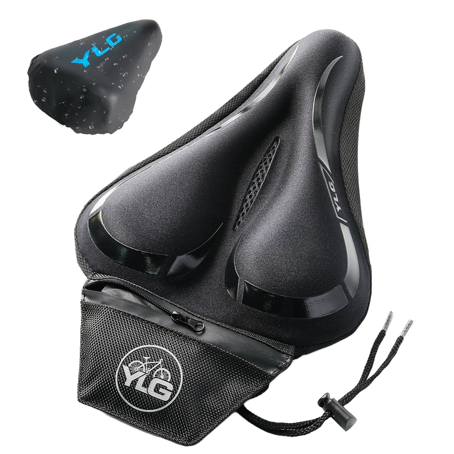 YC 4, YLG Memory Foam Bike seat Cover Black 11" x 7"