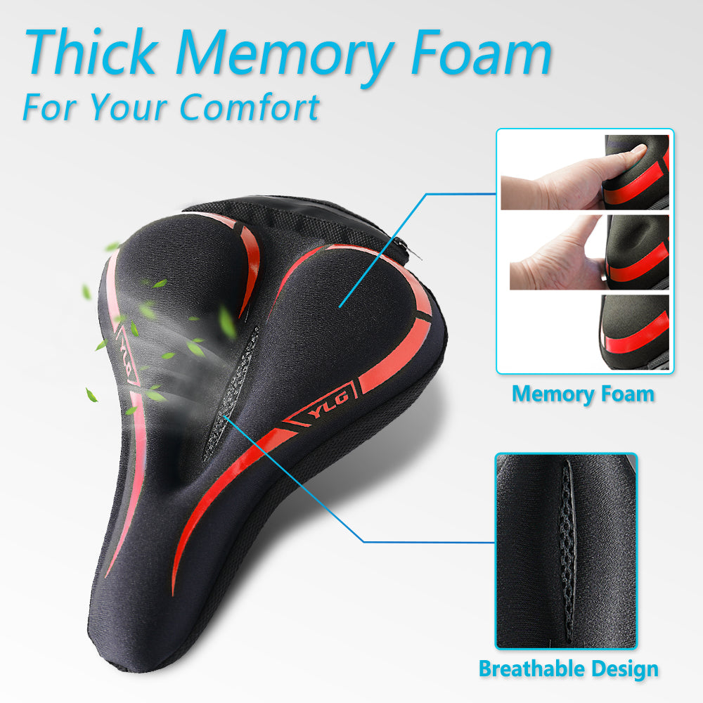 YC 5, YLG Red Memory Foam Bike seat Cover 11" x 7" Red