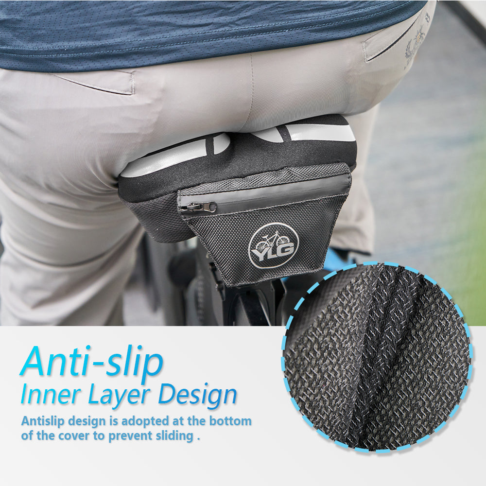 YC 7, YLG Silver White Memory Foam Bike seat Cover 11" x 7" White