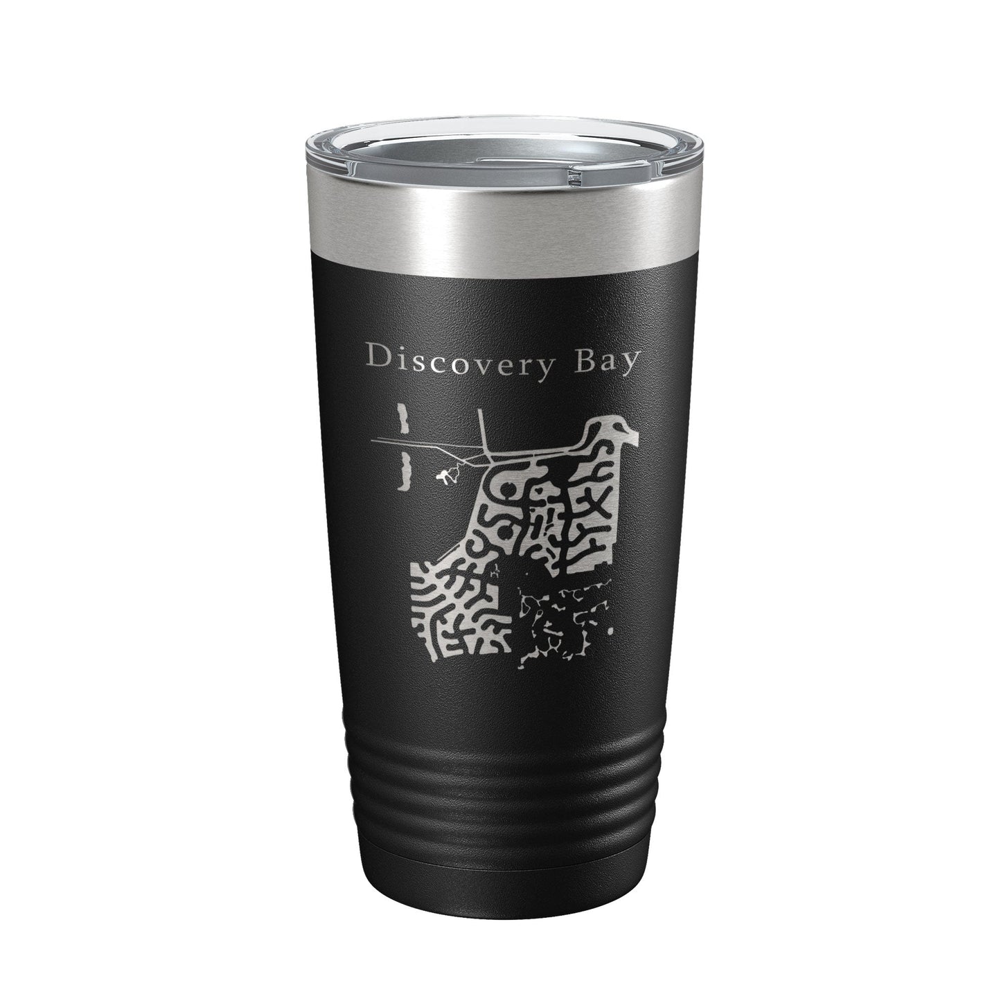 Discovery Bay Tumbler Lake Map Travel Mug Insulated Laser Engraved Coffee Cup California 20 oz