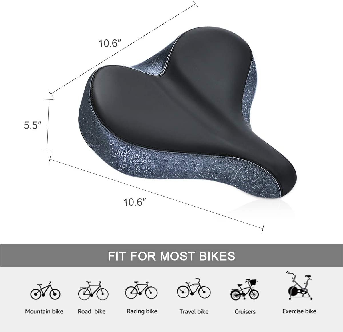 YS 5, YLG Wide Comfort Bike Saddle with Taillight
