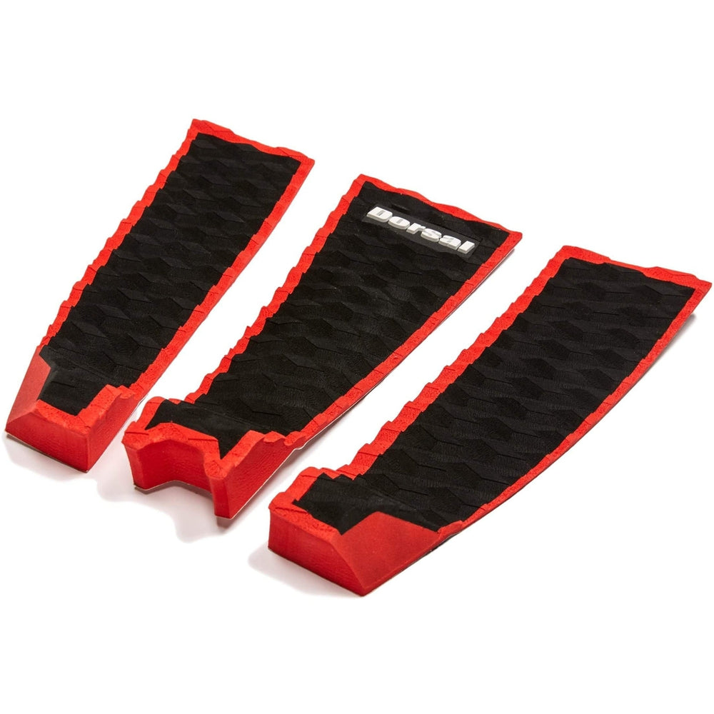 DORSAL Three 3 Piece EVA Surfboard Deck Traction Pads with Kicker Tail for Stomp Skimboards, Surf Boards, Fish Board, Funboard Black/Blue/Red-2
