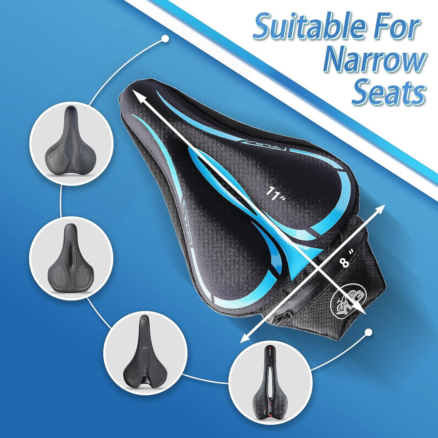 YC 3, YLG Bike Seat Cushion, Memory Foam, 11*8IN