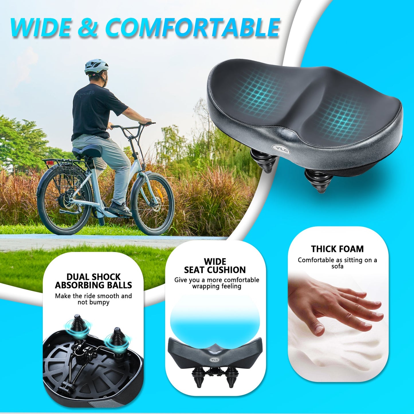 YN 3, Noseless XL Plus Bike Seat for Men Women Comfort