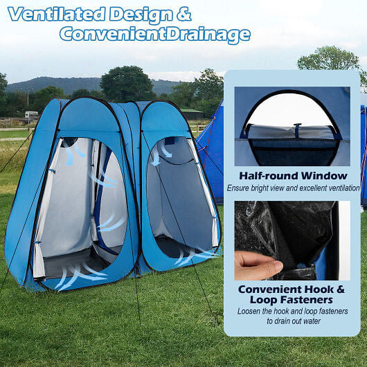 Oversized Pop Up Shower Tent with Window Floor and Storage Pocket-Black