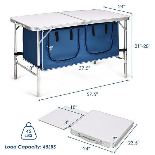 Height Adjustable Folding Camping Table-Gray