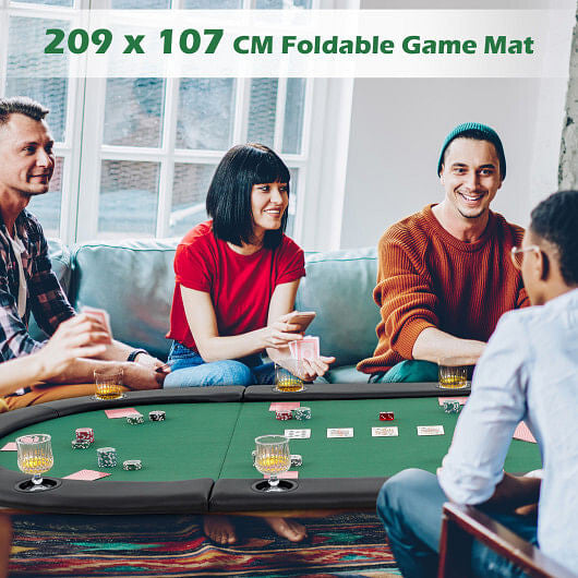 Portable 84 x 42 Inch 10-Player Foldable Padded Poker Table Top-Blue