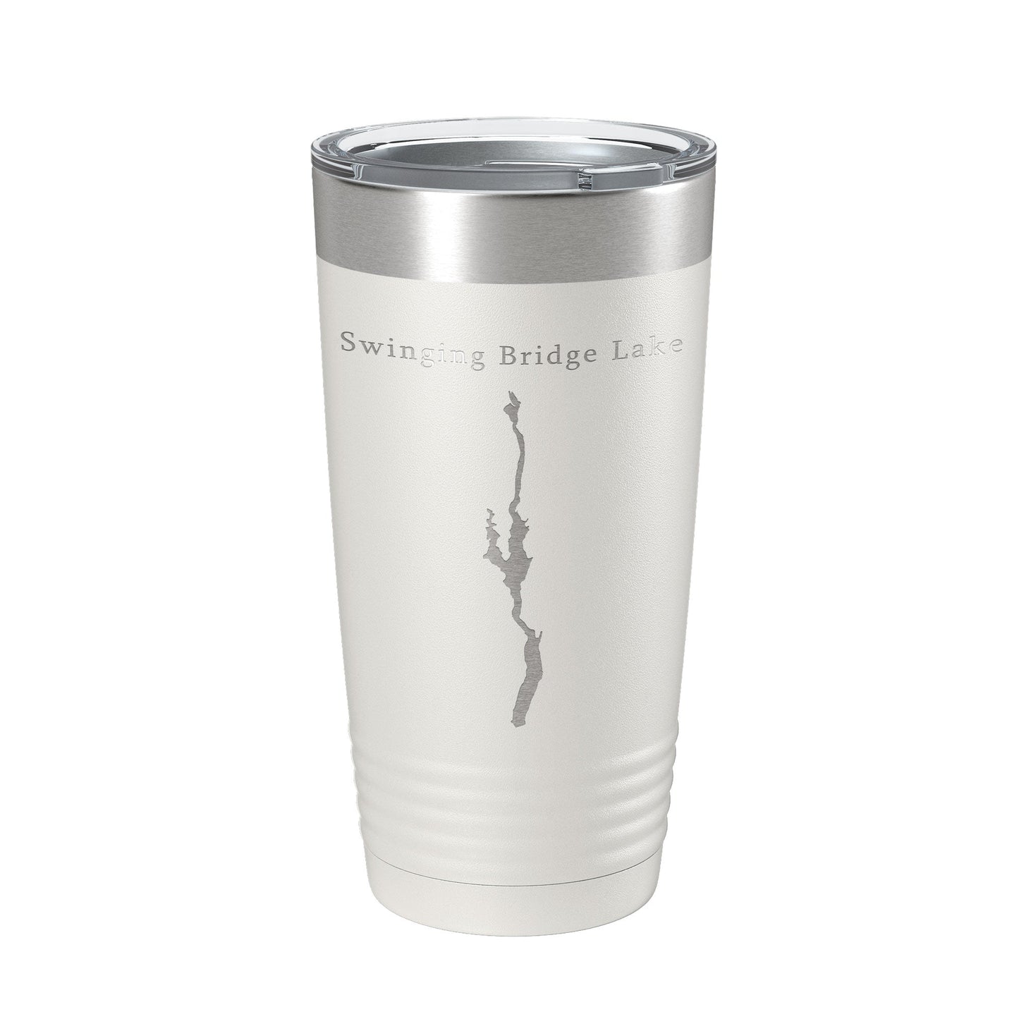 Swinging Bridge Lake Map Tumbler Travel Mug Insulated Laser Engraved Coffee Cup New York 20 oz