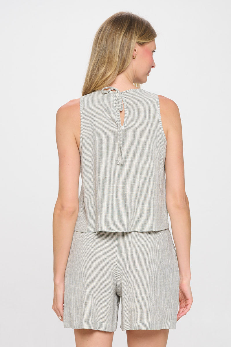 Striped Cotton Loose Fit Sleeveless Top