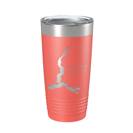 Waterbury Reservoir Tumbler Lake Map Travel Mug Insulated Laser Engraved Coffee Cup Vermont 20 oz