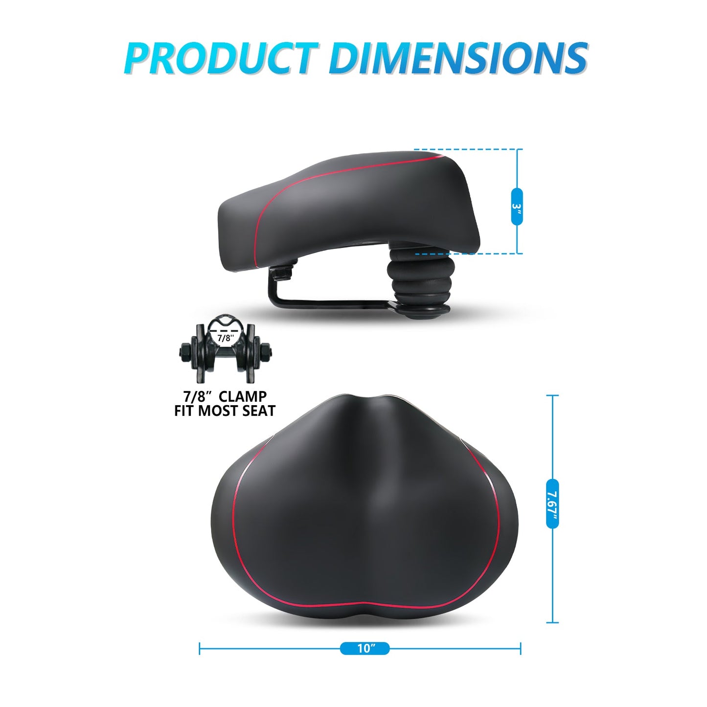 YN 6, Noseless Bike Seat for Men Women, IPX7 Waterproof, Red Line