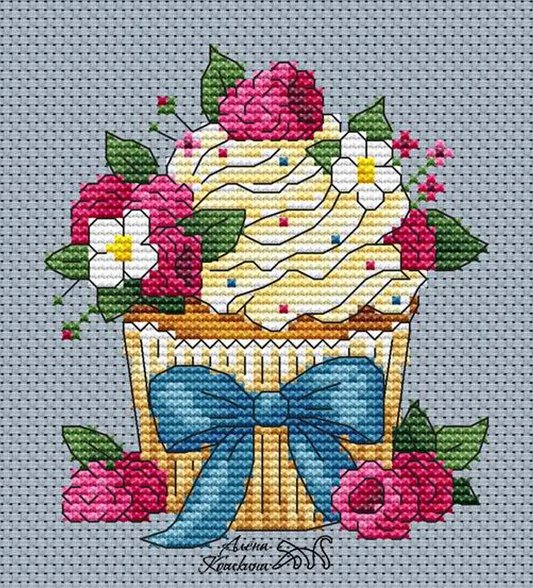 Raspberry Cupcake - PDF Cross Stitch Pattern