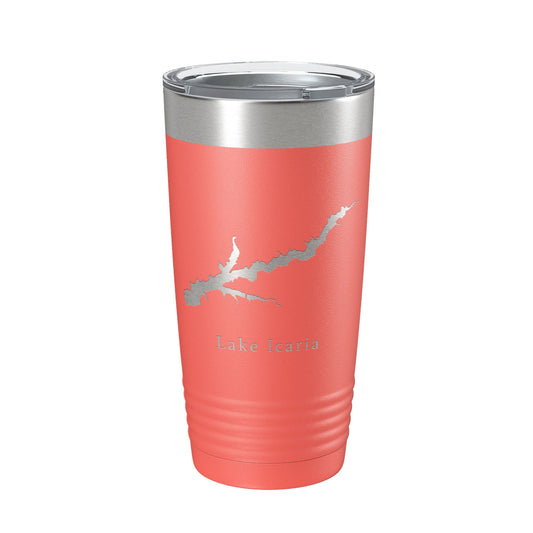 Lake Icaria Map Tumbler Travel Mug Insulated Laser Engraved Coffee Cup Iowa 20 oz