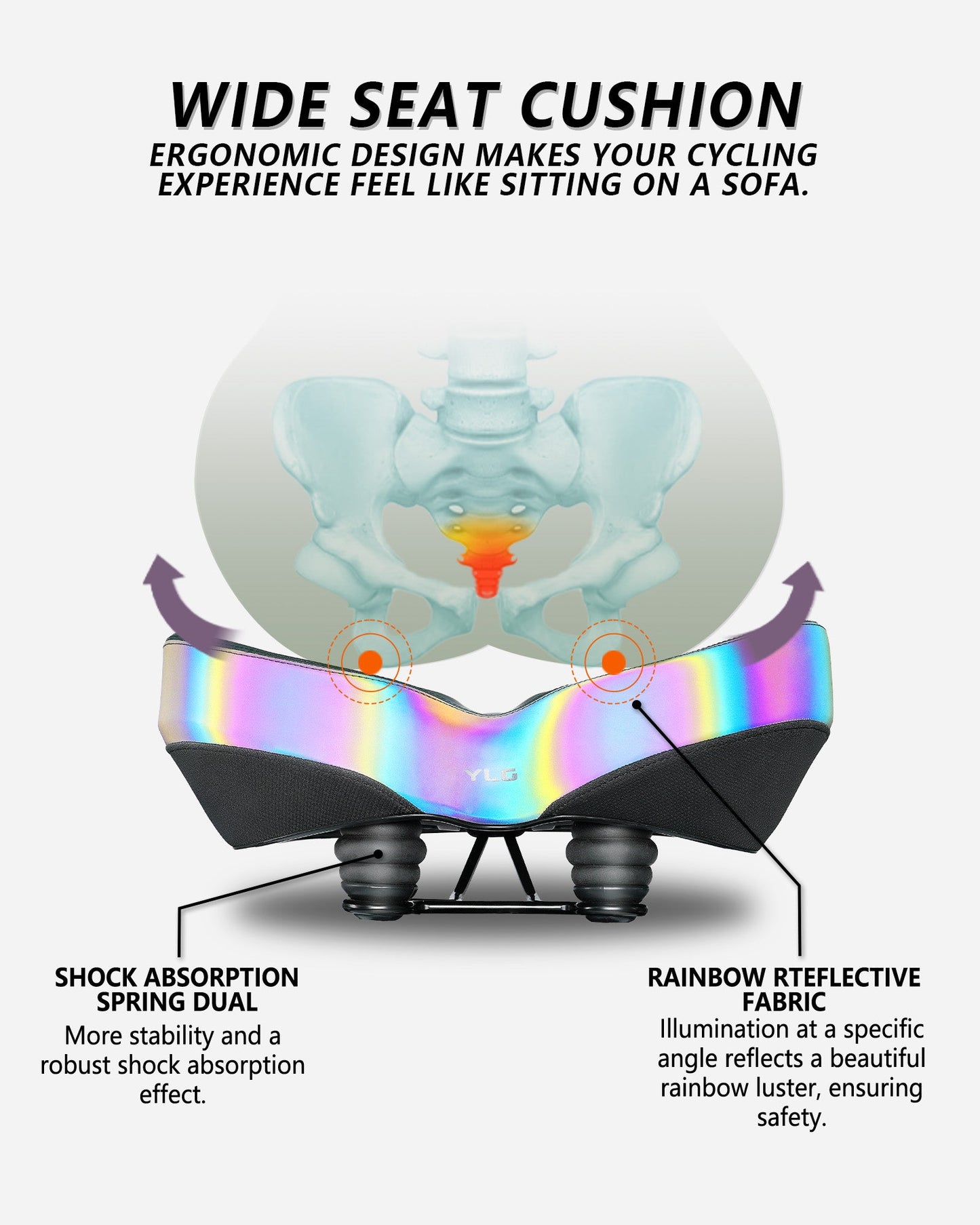 YN 4, Rainbow Noseless XL Plus Bike Seat