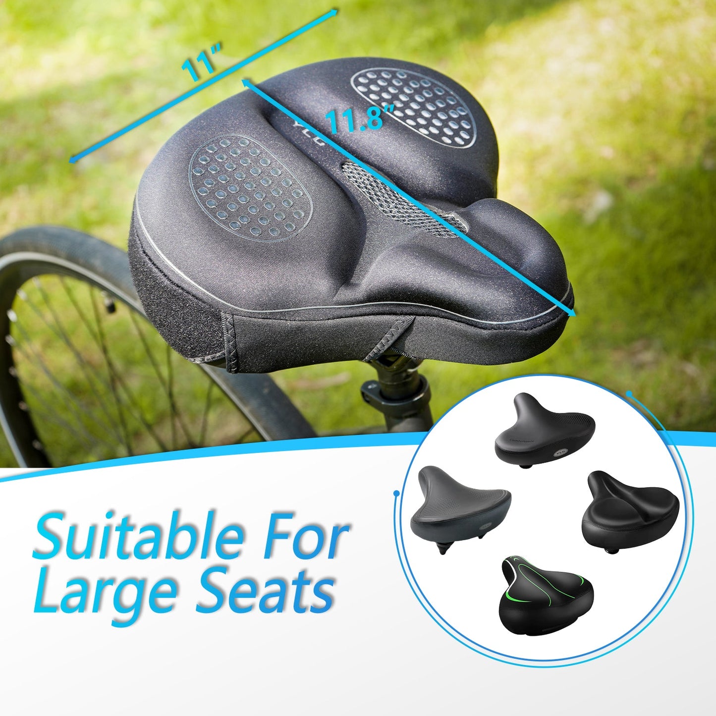 YCW 4, YLG Bike Seat Cushion - 11.8 * 11 Inches Black