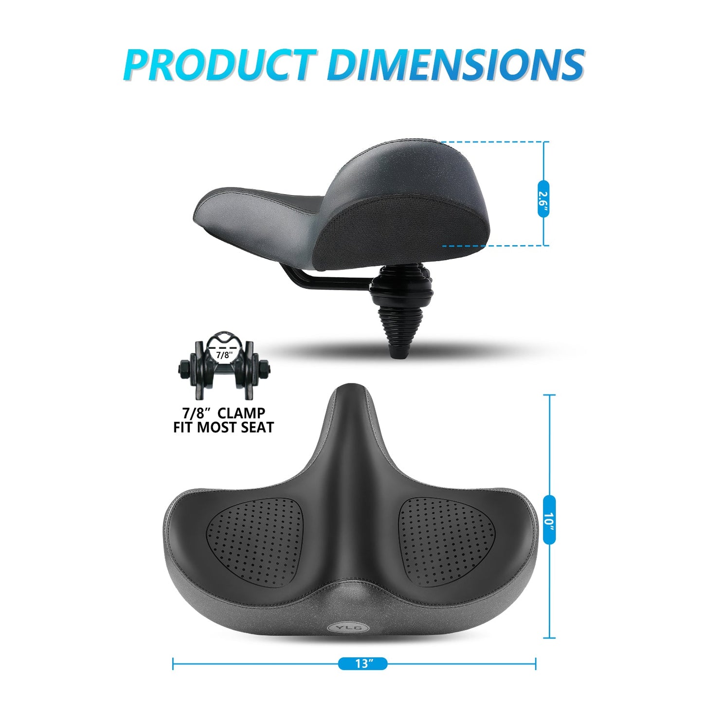 YS 6, YLG Oversize Bike Seat Cushion for Men Women - Extra Memory Foam for  Firm Support