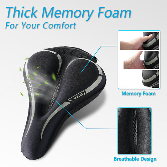 YC 7, YLG Silver White Memory Foam Bike seat Cover  11" x 7" White