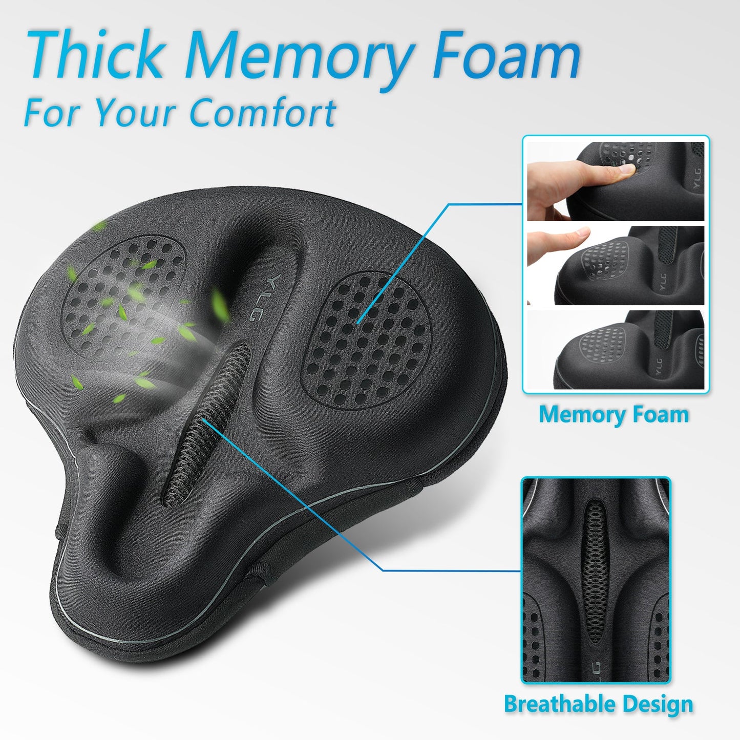 YCW 4, YLG Bike Seat Cushion - 11.8 * 11 Inches Black