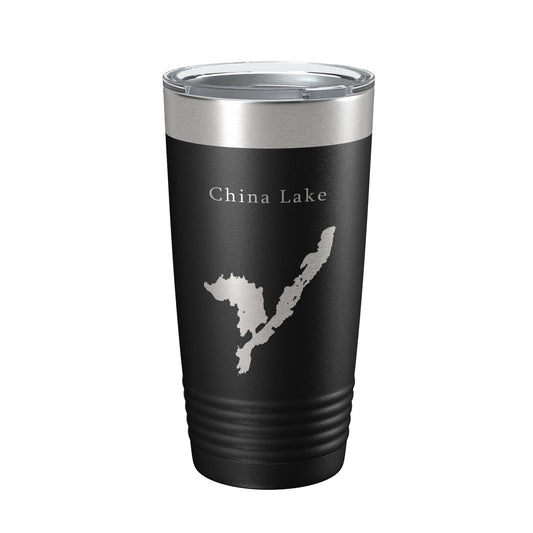 China Lake Map Tumbler Travel Mug Insulated Laser Engraved Coffee Cup Maine 20 oz