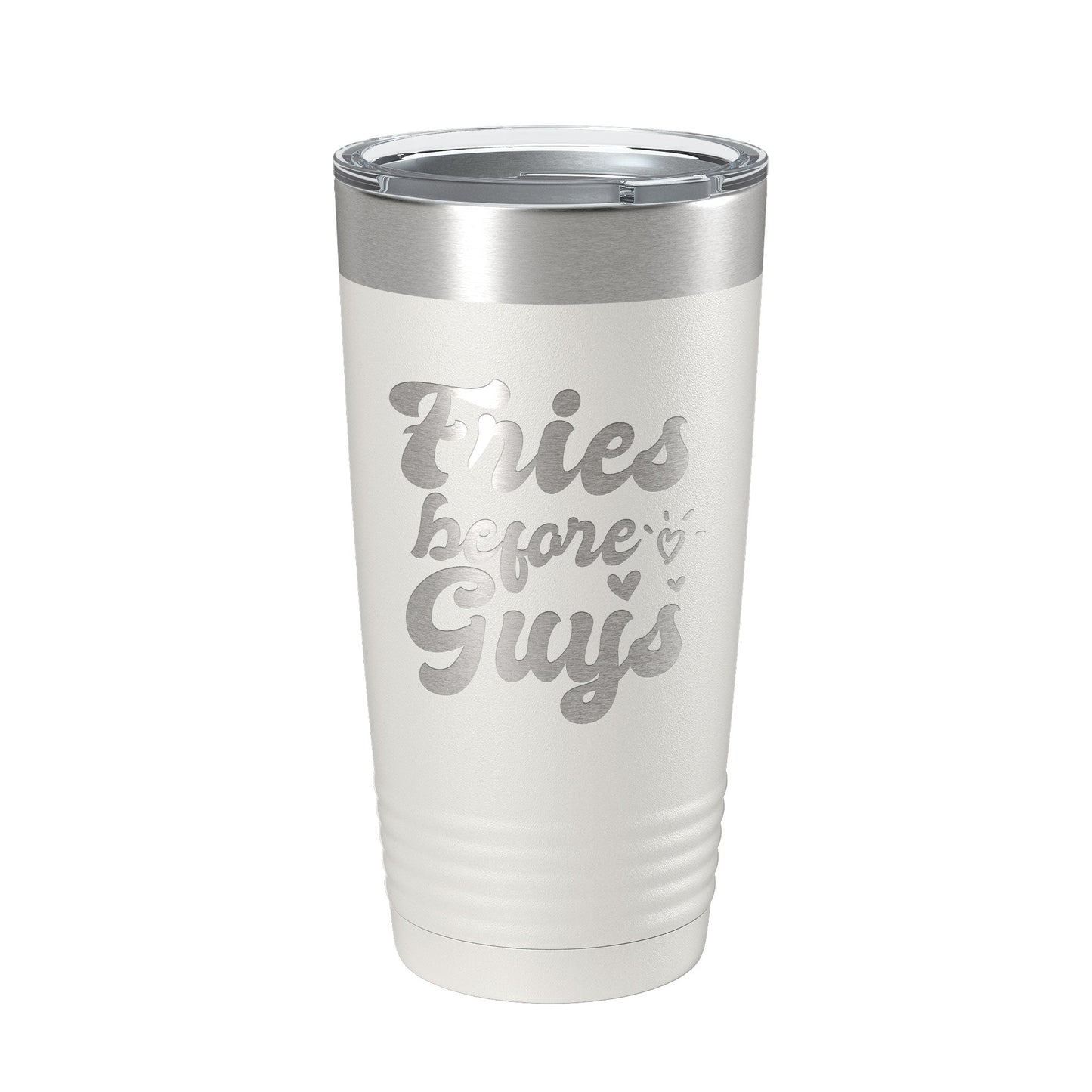Fries Before Guys Tumbler Funny Galentine's Day Travel Mug Valentine's Single Insulated Laser Engraved Coffee Cup Retro 20 oz