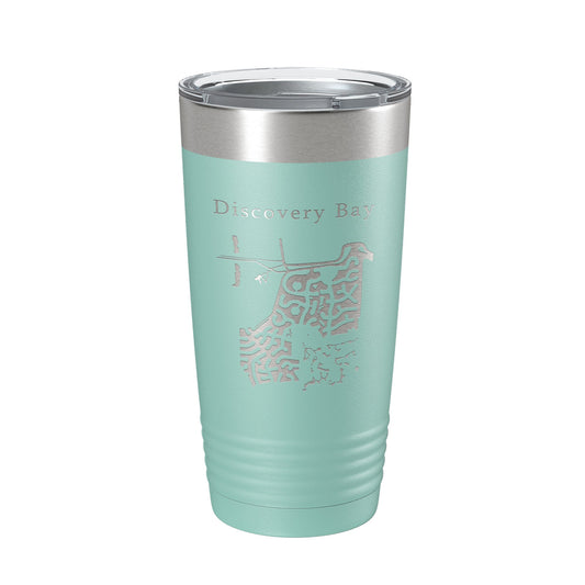 Discovery Bay Tumbler Lake Map Travel Mug Insulated Laser Engraved Coffee Cup California 20 oz