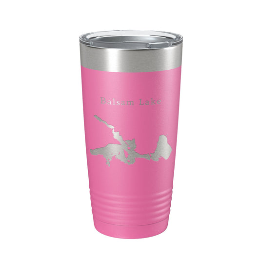 Balsam Lake Map Tumbler Travel Mug Insulated Laser Engraved Coffee Cup Wisconsin 20 oz