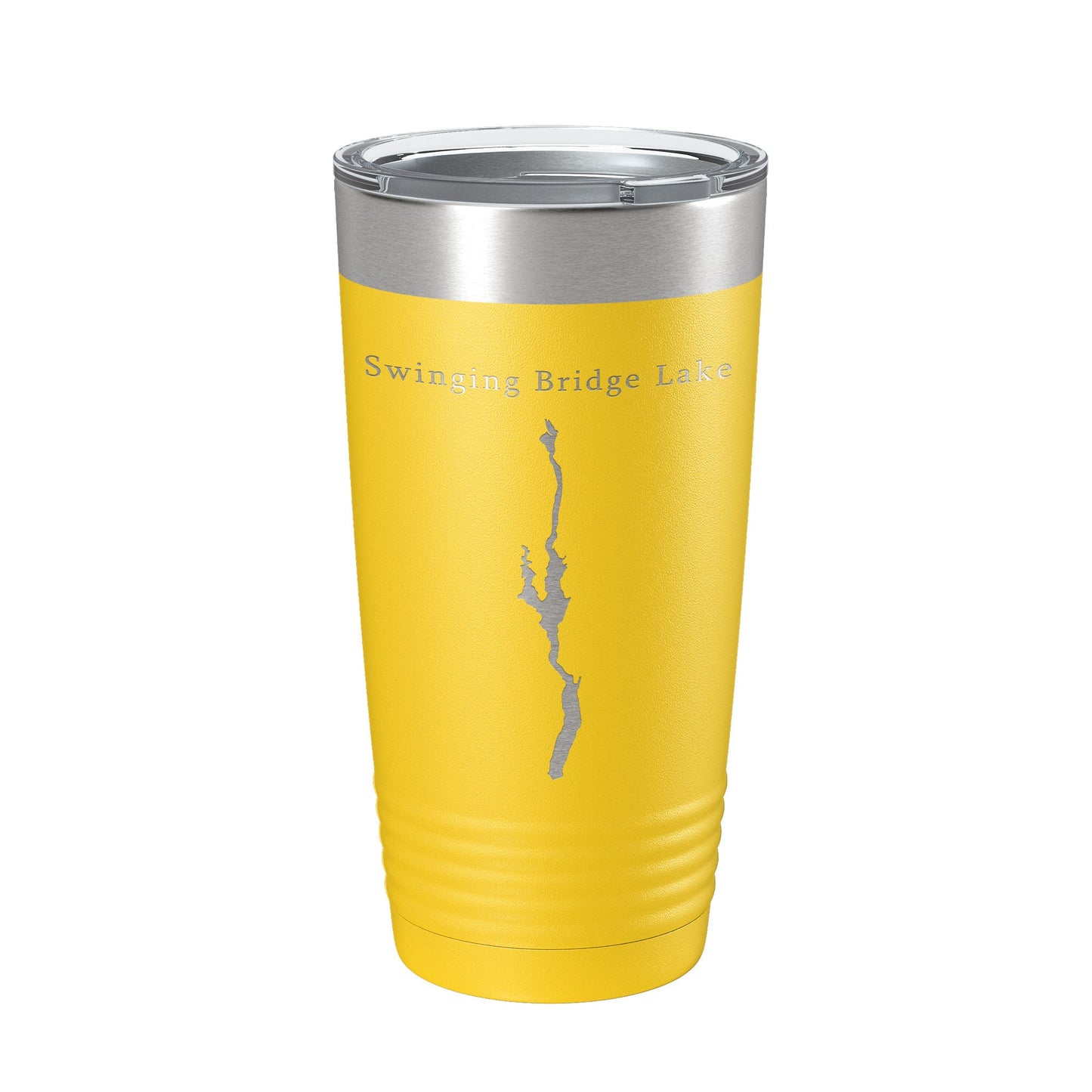 Swinging Bridge Lake Map Tumbler Travel Mug Insulated Laser Engraved Coffee Cup New York 20 oz