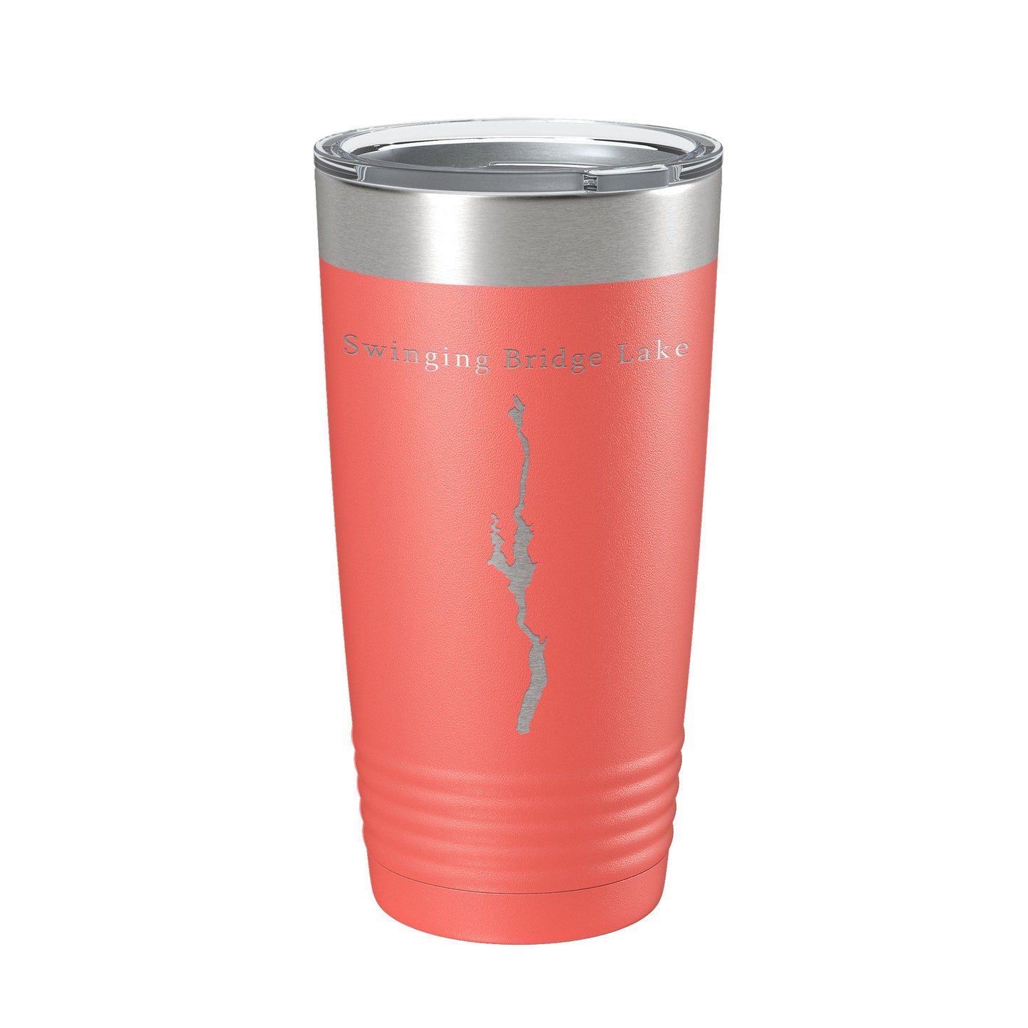 Swinging Bridge Lake Map Tumbler Travel Mug Insulated Laser Engraved Coffee Cup New York 20 oz