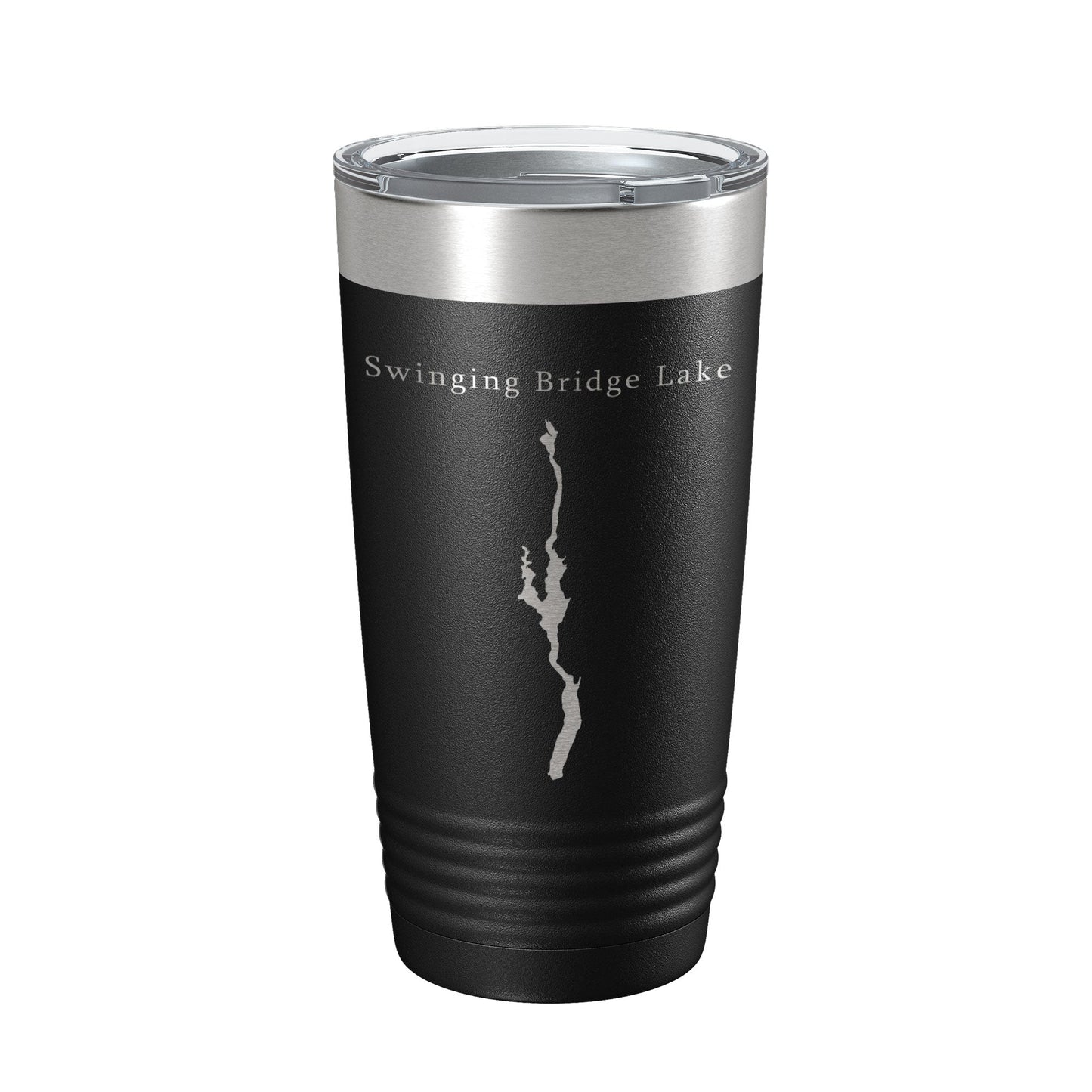 Swinging Bridge Lake Map Tumbler Travel Mug Insulated Laser Engraved Coffee Cup New York 20 oz