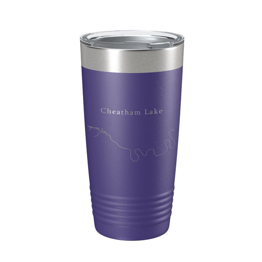 Cheatham Lake Map Tumbler Travel Mug Insulated Laser Engraved Coffee Cup Nashville Tennessee 20 oz