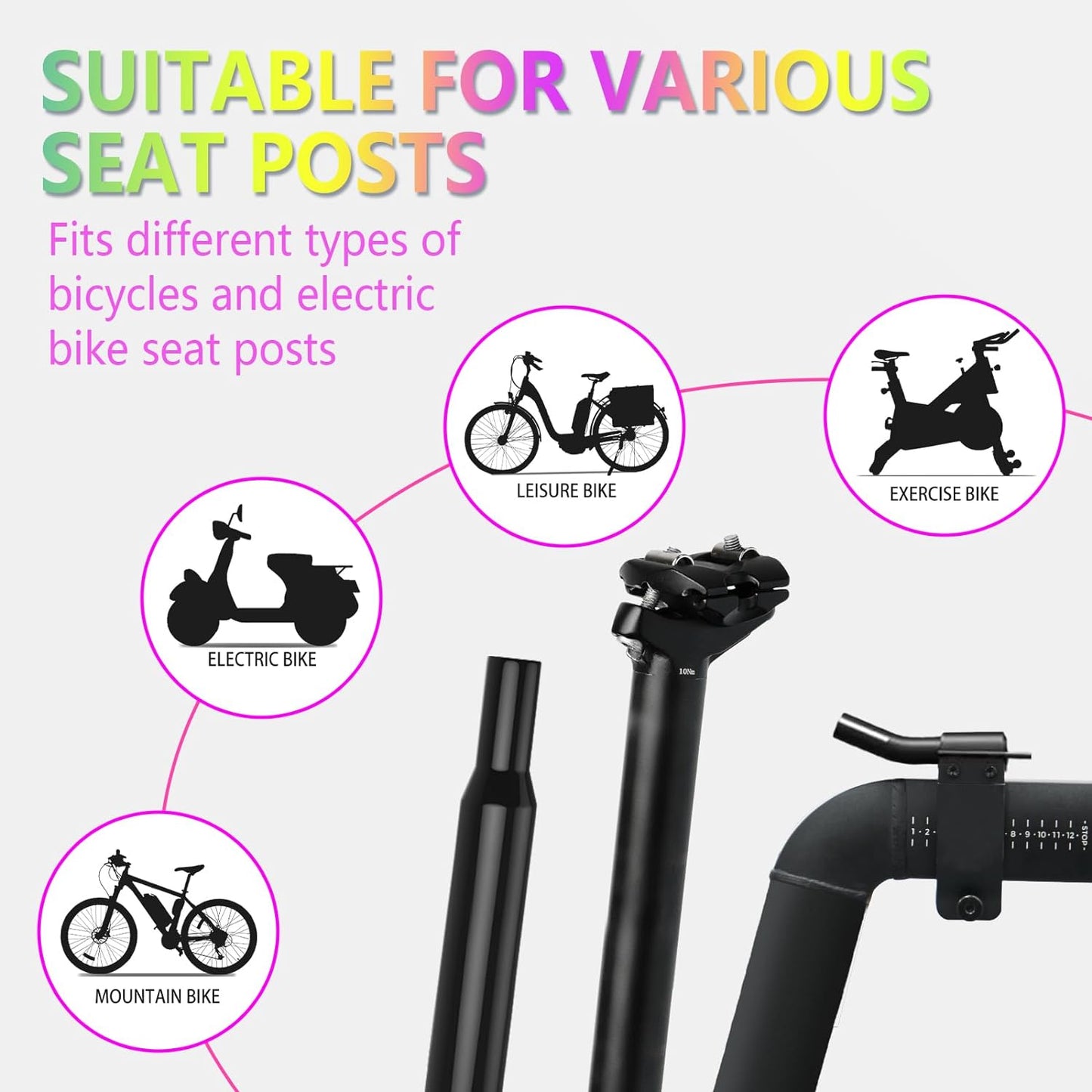 YS 8, YLG Oversized Bike Seat Rainbow Gradient Design