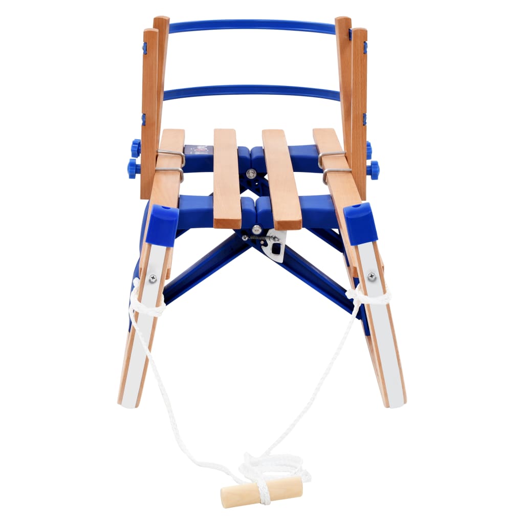vidaXL Folding Snow Sledge with Backrest Wood 46.9"
