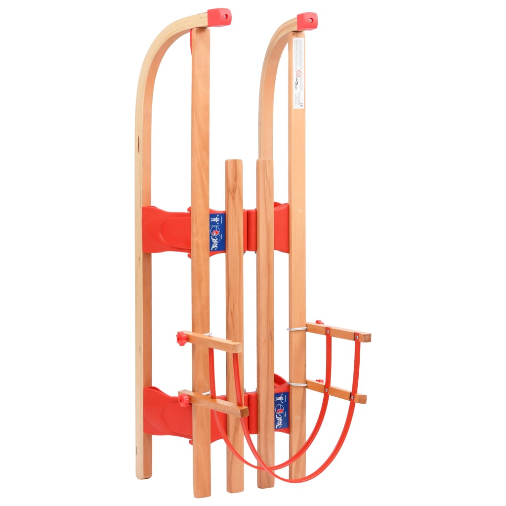 vidaXL Folding Snow Sledge with Backrest 46.9" Wood