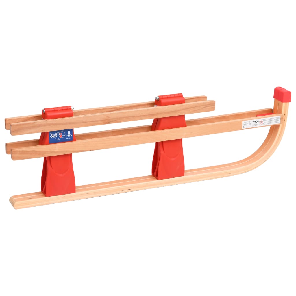 vidaXL Folding Snow Sledge with Backrest 46.9" Wood