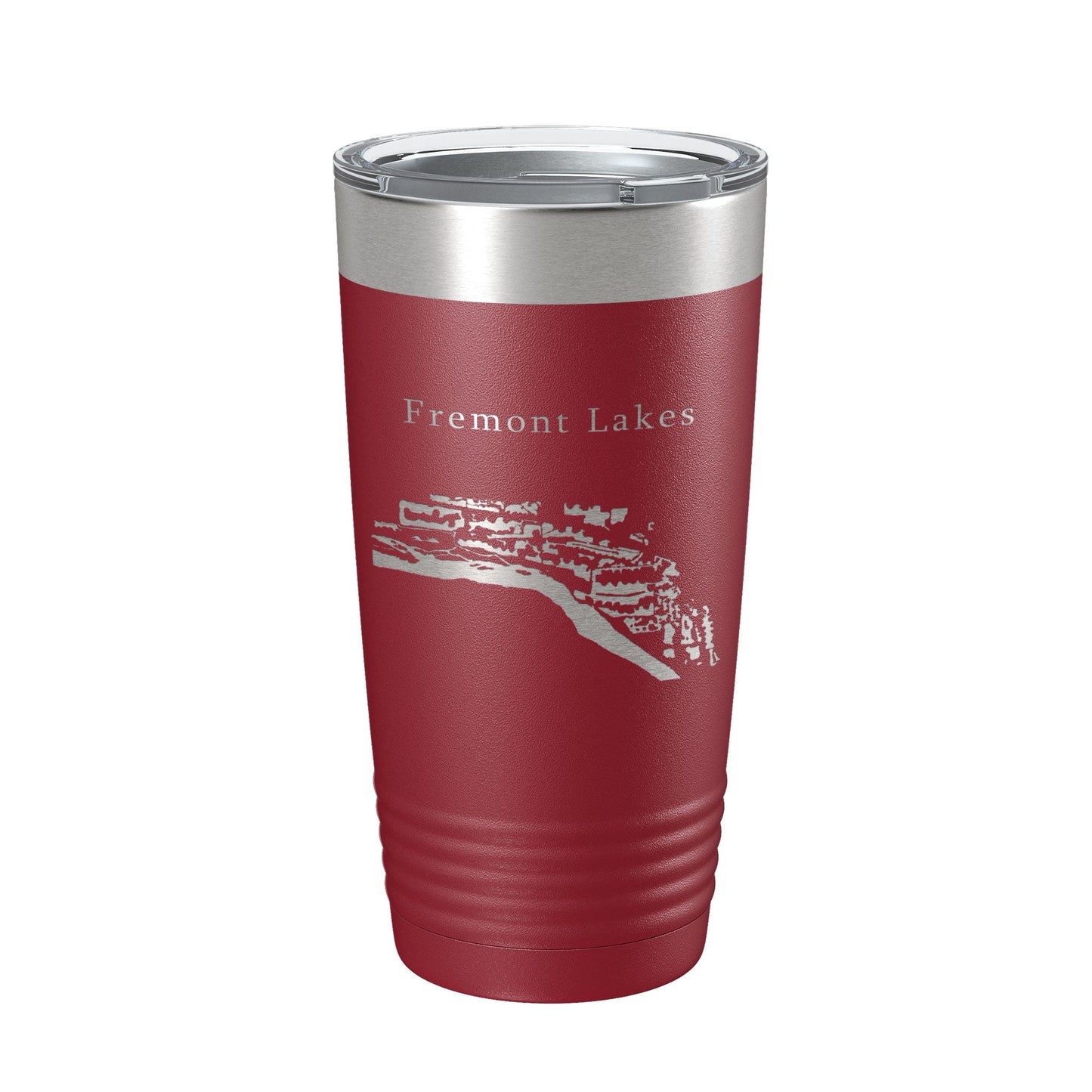 Fremont Lakes Map Tumbler Travel Mug Insulated Laser Engraved Coffee Cup Platte River Nebraska 20 oz