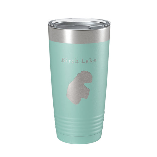 Birch Lake Map Tumbler Travel Mug Insulated Laser Engraved Coffee Cup Alaska 20 oz