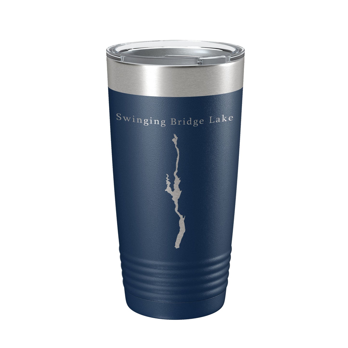 Swinging Bridge Lake Map Tumbler Travel Mug Insulated Laser Engraved Coffee Cup New York 20 oz