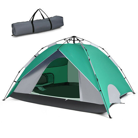2-in-1 4 Person Instant Pop-up Waterproof Camping Tent-Blue