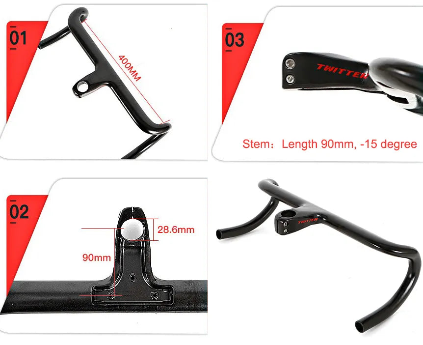 TW Integrated molding carbon Handlebar & Stem for Road Bike