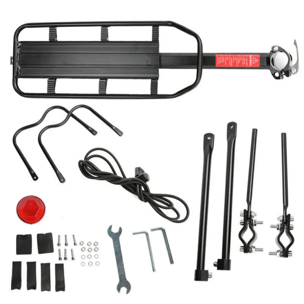 Bicycle Rear Shelf Aluminum Black for Mountain and Road Bikes
