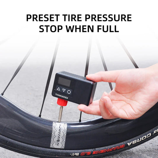 Mini Electric Bike Air Pump 120PSI Pocket-Sized with Digital Display Black