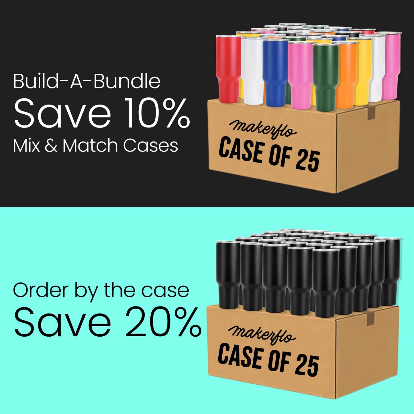 Powder Coated Tumbler 10 Pack