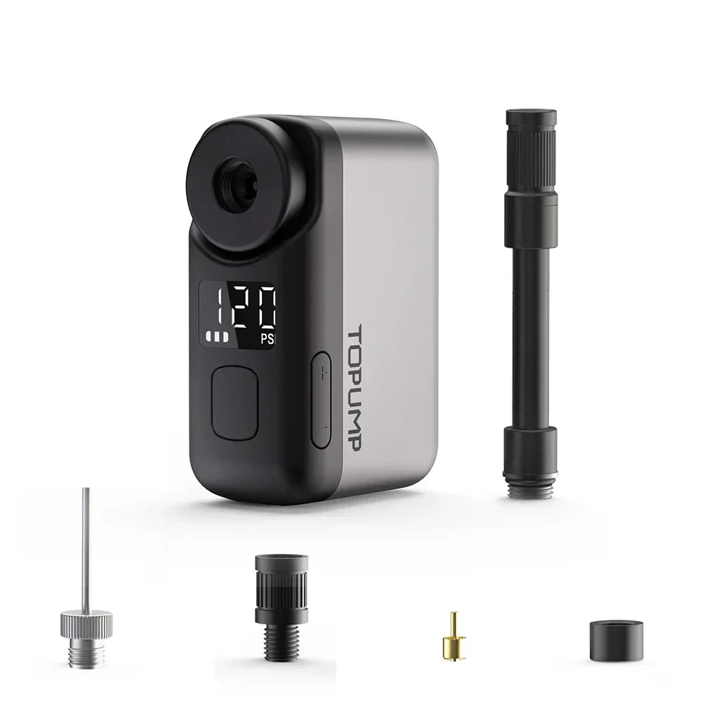Mini Cordless Electric Bike Pump 120 PSI Tire Inflator with Screen Grey