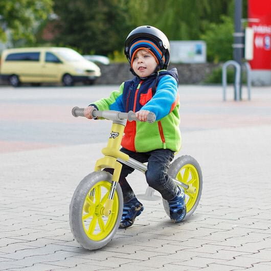 12 Inch Balance Bike with Adjustable Seat and Rotatable Handlebar-Green