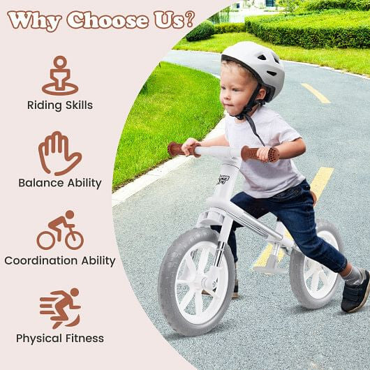 12 Inch Balance Bike with Adjustable Seat and Rotatable Handlebar-Green