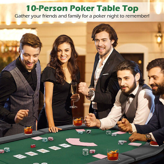 Portable 84 x 42 Inch 10-Player Foldable Padded Poker Table Top-Blue