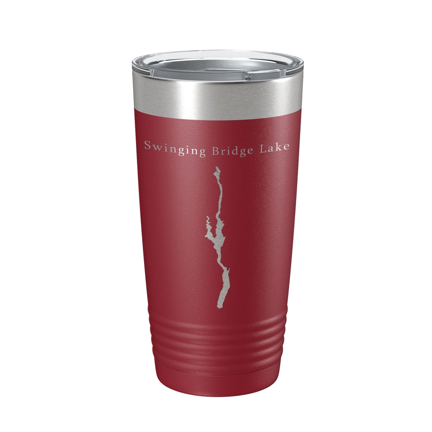 Swinging Bridge Lake Map Tumbler Travel Mug Insulated Laser Engraved Coffee Cup New York 20 oz
