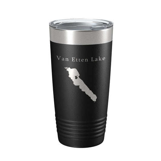 Van Etten Lake Map Tumbler Travel Mug Insulated Laser Engraved Coffee Cup Michigan 20 oz