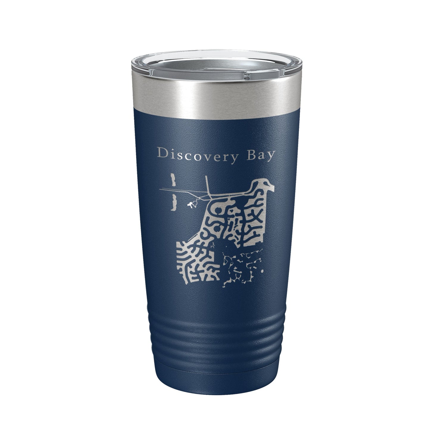 Discovery Bay Tumbler Lake Map Travel Mug Insulated Laser Engraved Coffee Cup California 20 oz